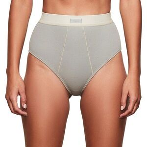 Skims High-Waisted Ribbed Briefs Mineral